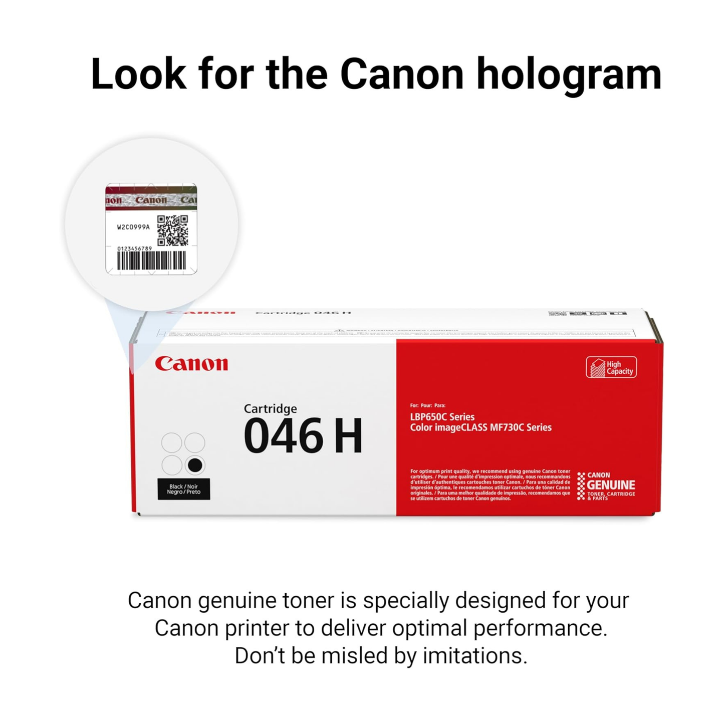 Canon 046H Genuine OEM Toner Set – Black, Cyan, Yellow, Magenta (1254C001-1251C001)