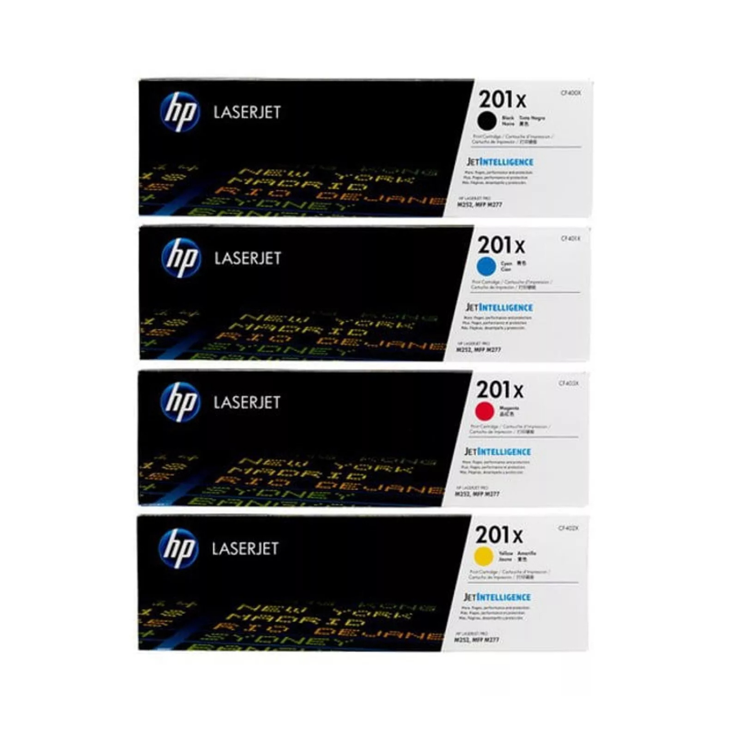 HP 201X Genuine OEM Toner Set – Black, Cyan, Yellow, Magenta (CF400X-CF403X)