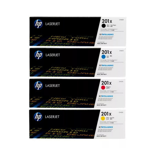 HP 201X Genuine OEM Toner Set – Black, Cyan, Yellow, Magenta (CF400X-CF403X)