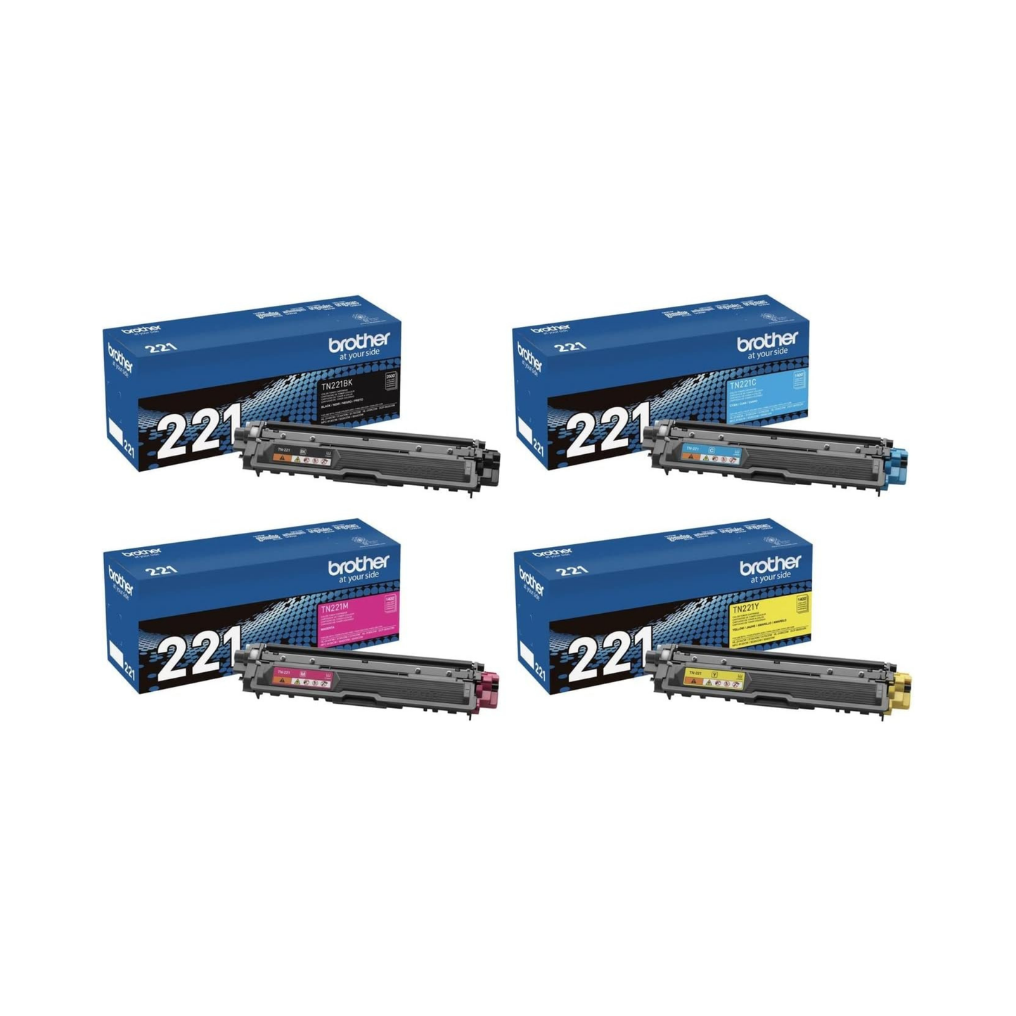 Brother TN-221 Genuine OEM Toner Set – 4-Pack