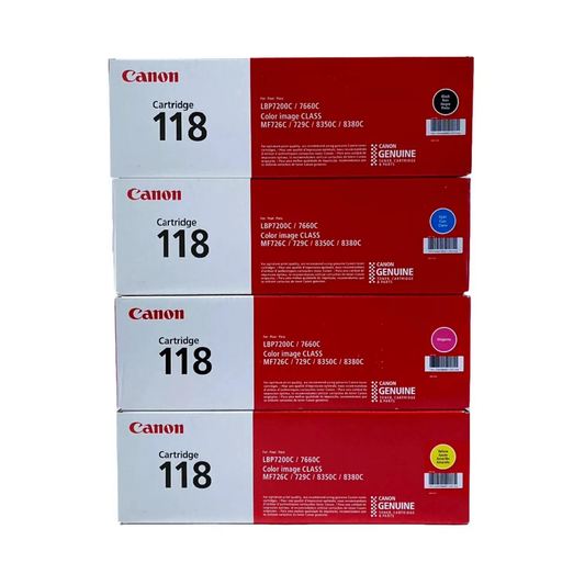 Canon 118 Genuine OEM Toner Set – Black, Cyan, Magenta, Yellow (2662B001-2659B001)