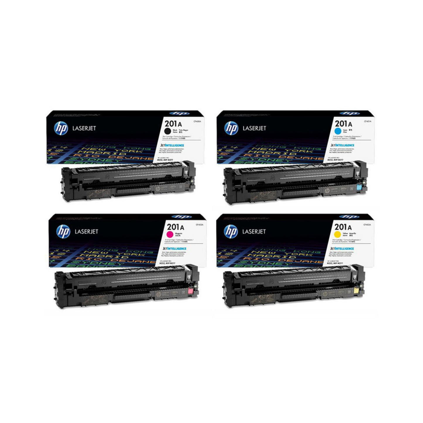 HP 201A Genuine OEM Toner Set – Black, Cyan, Yellow, Magenta (CF400A-CF403A)